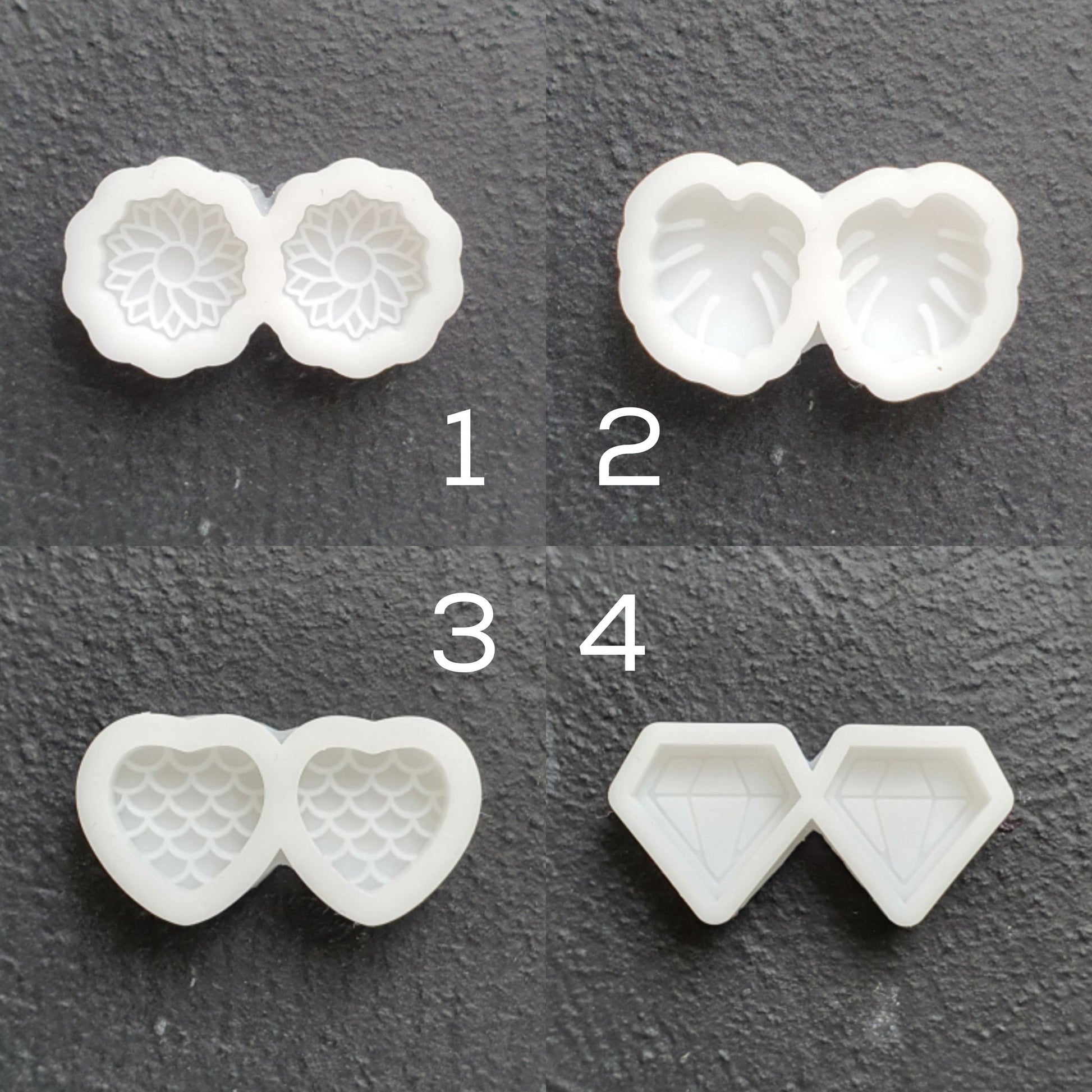 Silicone earrings mold Heart Monstera Flower Diamond Jewelry Resin mould for resin and epoxy