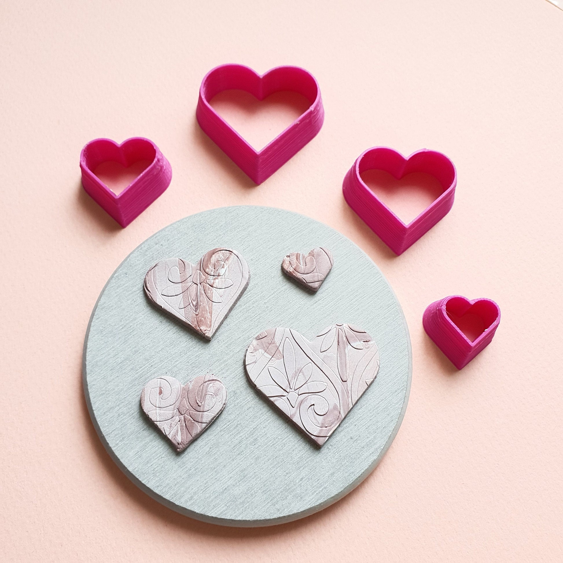 Heart Polymer clay 3D cutters Geometry shapes cutter set of 4 pcs - Luxy Kraft