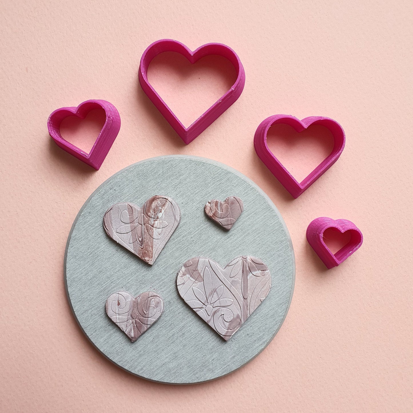 Heart Polymer clay 3D cutters Geometry shapes cutter set of 4 pcs - Luxy Kraft