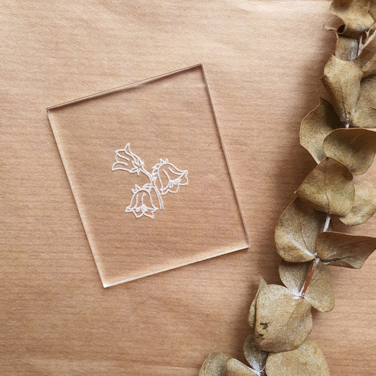 Embossing stamp for polymer clay "Blue bell" Floral texture plate Flower debossing stamp Acrylic stamps