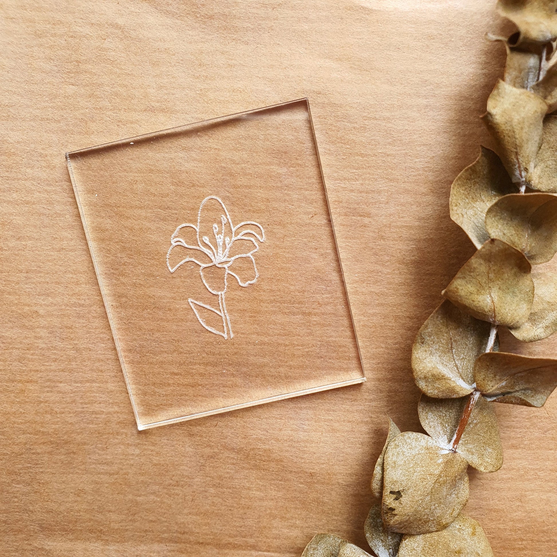 Embossing stamp for polymer clay "Lilium" Floral texture plate Flower debossing stamp Acrylic stamps - Luxy Kraft