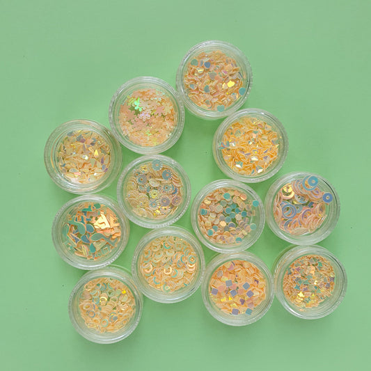 12 pcs set Yellow Sequins Chunky glitter for Resin Epoxy crafts and nail art - Luxy Kraft