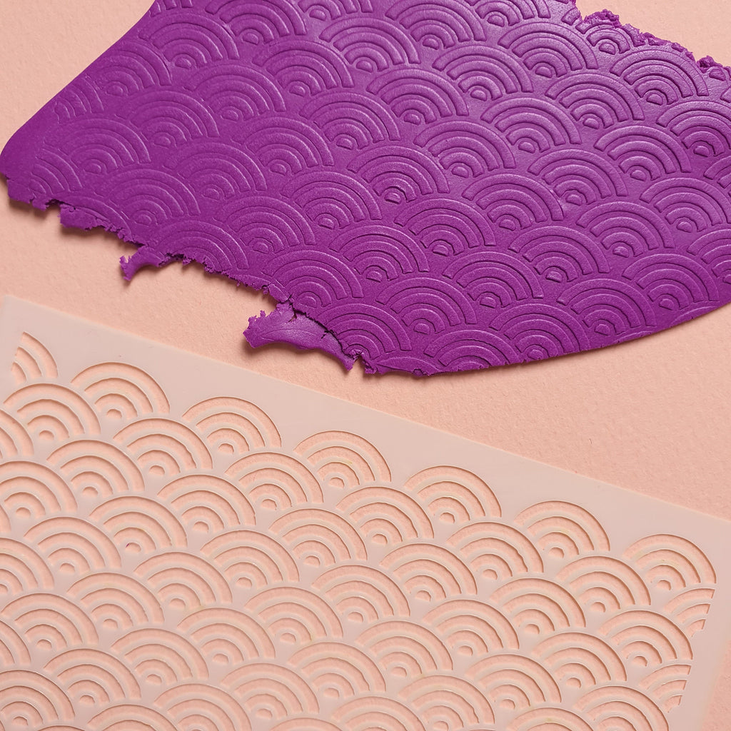 Texture sheet Polymer clay stencil sheet "Wave" shapes mat - Luxy Kraft