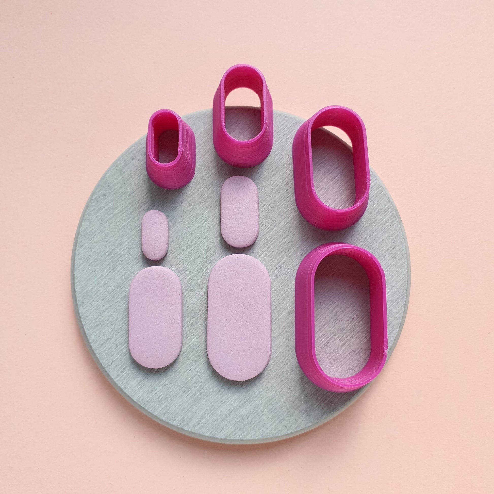 Pill shapes Polymer clay 3D cutters set of 4 pcs