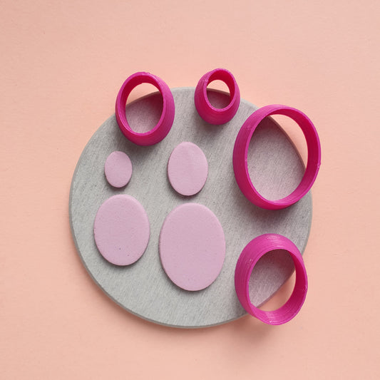 B grade Oval Polymer clay 3D cutters Geometry shapes cutters Polymer clay tools Earring mold Clay supplies Basic geometry shape cutters