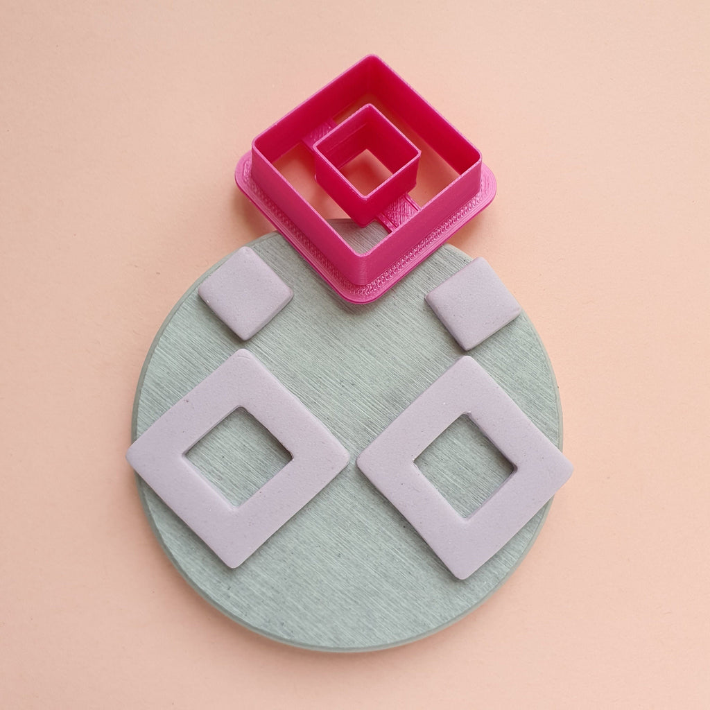 Square Polymer clay 3D cutters Jewelry Earrings Geometry shape cutter - Luxy Kraft