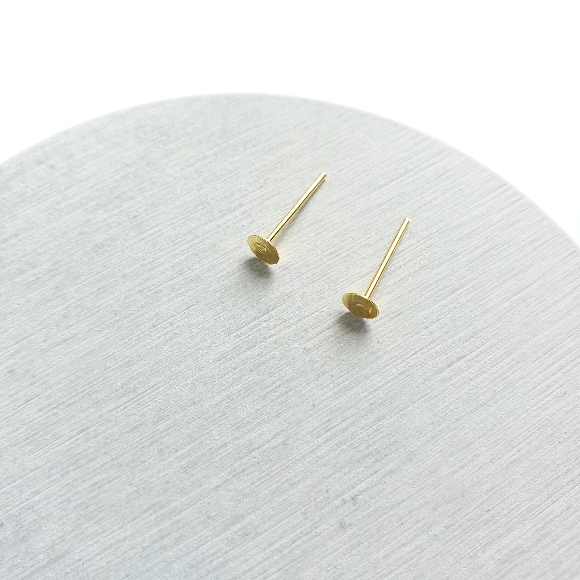 4 mm Earrings stud Round Flat component Earrings findings DIY jewellery Gold color