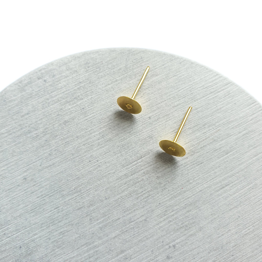 6 mm Earrings stud Round Flat component Earrings findings DIY jewellery Gold color - Luxy Kraft