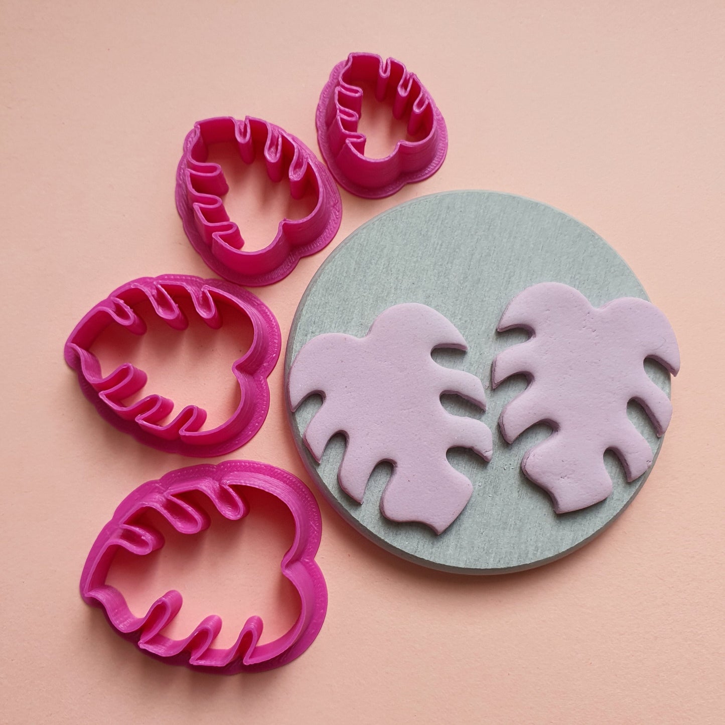 Polymer clay 3D cutters set "Monstera leaves"