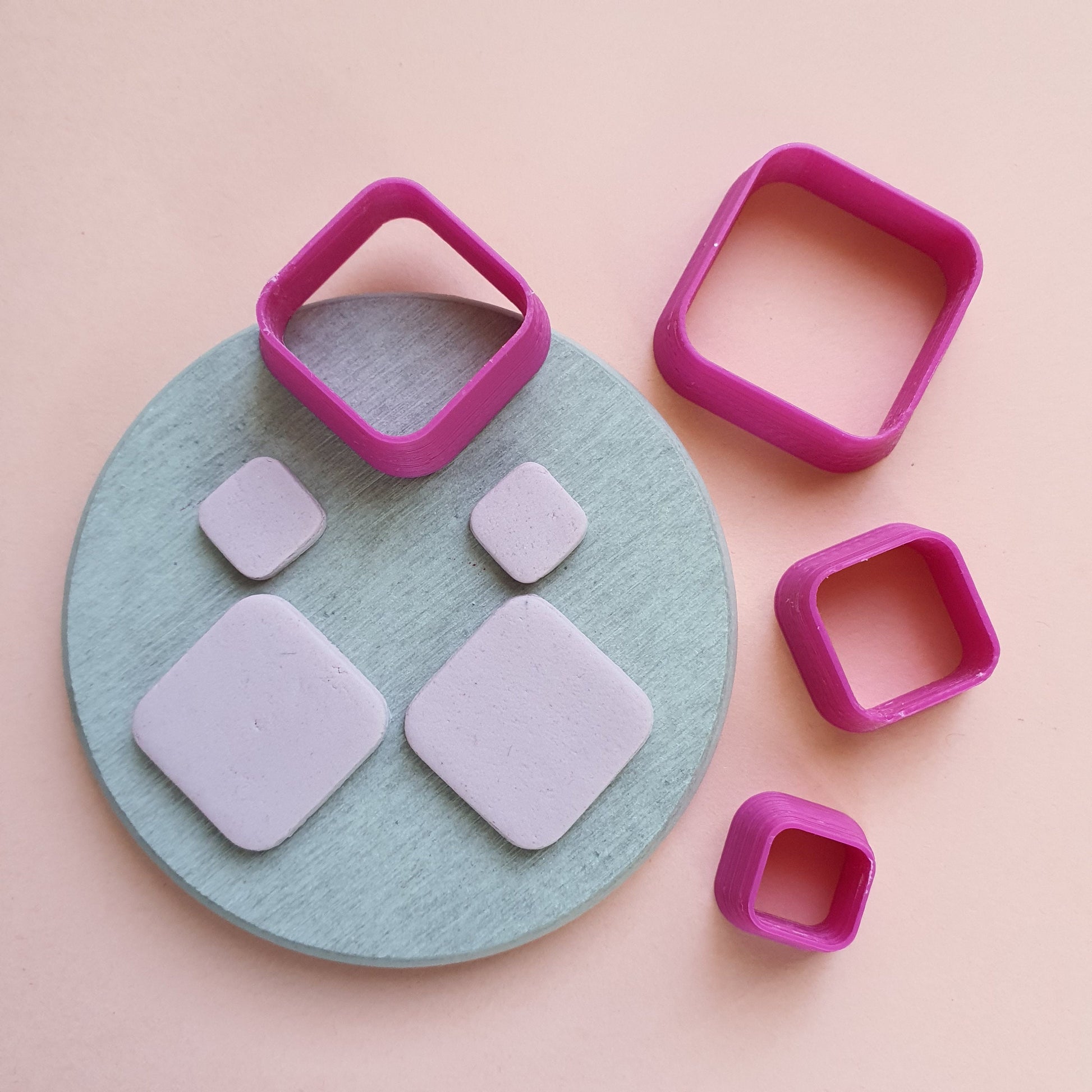 Rounded square Polymer clay 3D cutters Geometry shapes cutter set of 4 pcs - Luxy Kraft