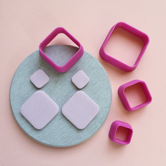 Rounded square Polymer clay 3D cutters Geometry shapes cutter set of 4 pcs