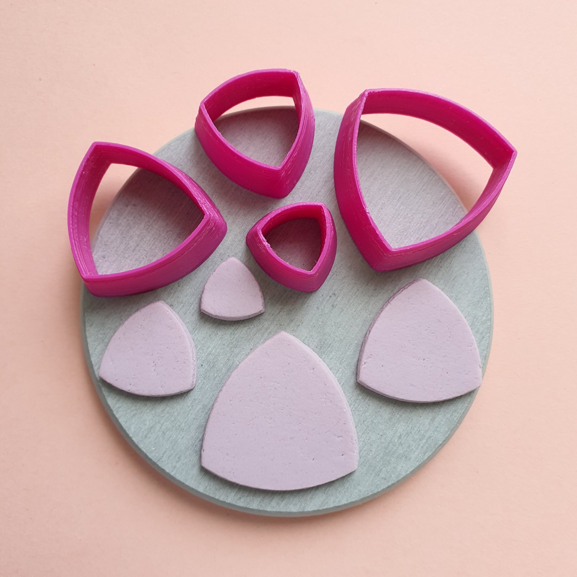Reuleux triangle Polymer clay 3D cutters Geometry shapes cutter set of 4 pcs
