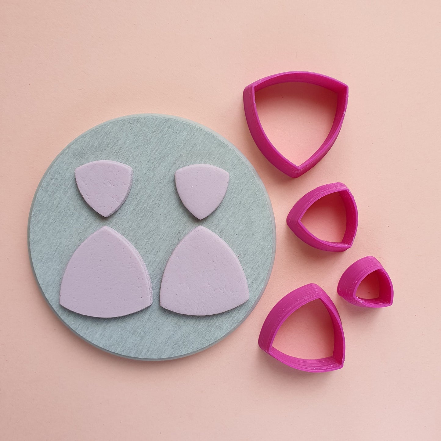 Reuleux triangle Polymer clay 3D cutters Geometry shapes cutter set of 4 pcs