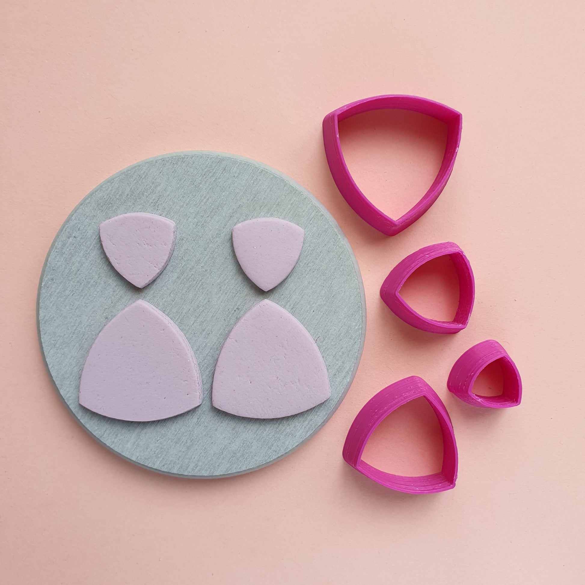 Reuleux triangle Polymer clay 3D cutters Geometry shapes cutter set of 4 pcs