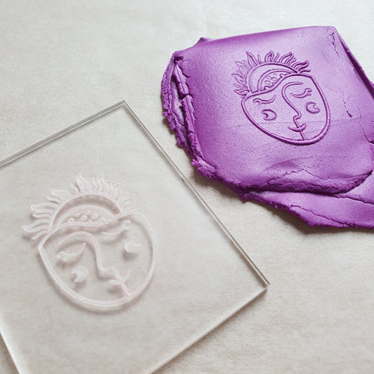 Embossing stamp for polymer clay "Magic Sun Moon" texture plate debossing stamp Acrylic stamps