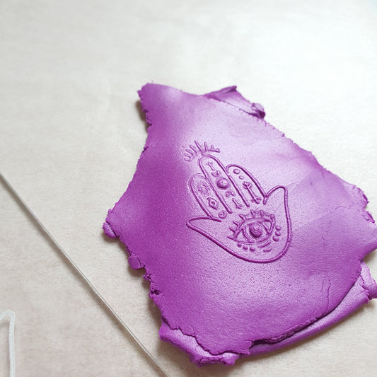 Embossing stamp for polymer clay "Magic abstract hand" texture plate debossing stamp Acrylic stamps - Luxy Kraft