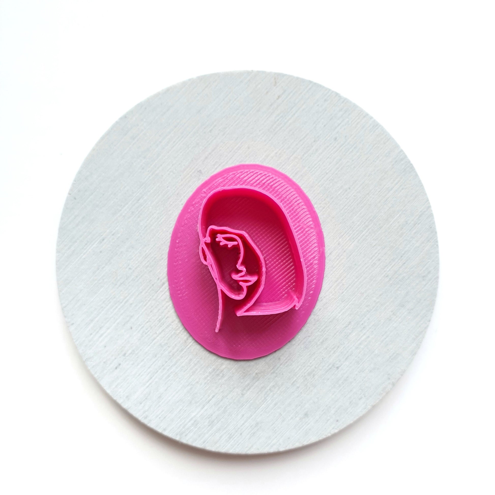 Woman face Earrings Polymer clay 3D Geometry Jewelry shapes stamp embossing