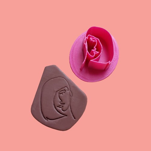 Woman face Earrings Polymer clay 3D Geometry Jewelry shapes stamp embossing