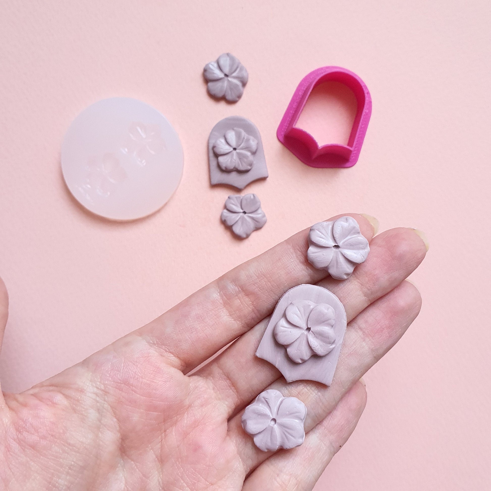 Polymer clay cutters & Flower silicone mold Geometry Earrings Jewelry shape cutter and mold - Luxy Kraft