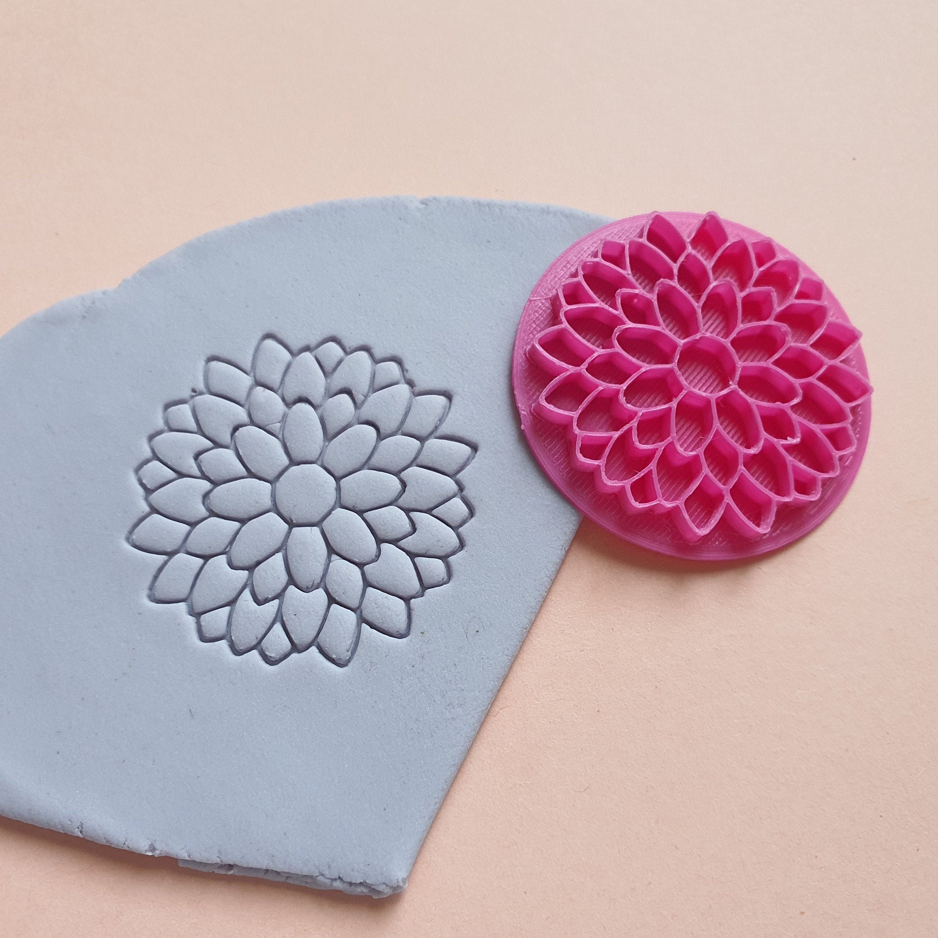 Polymer clay stamp Flower 3D printed embossing