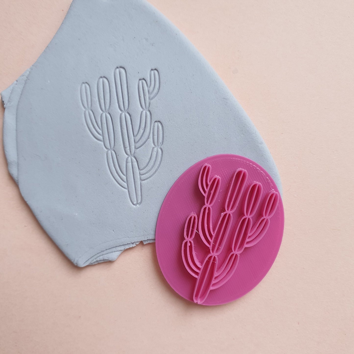 Polymer clay stamp "Cactus" 3D printed embossing - Luxy Kraft