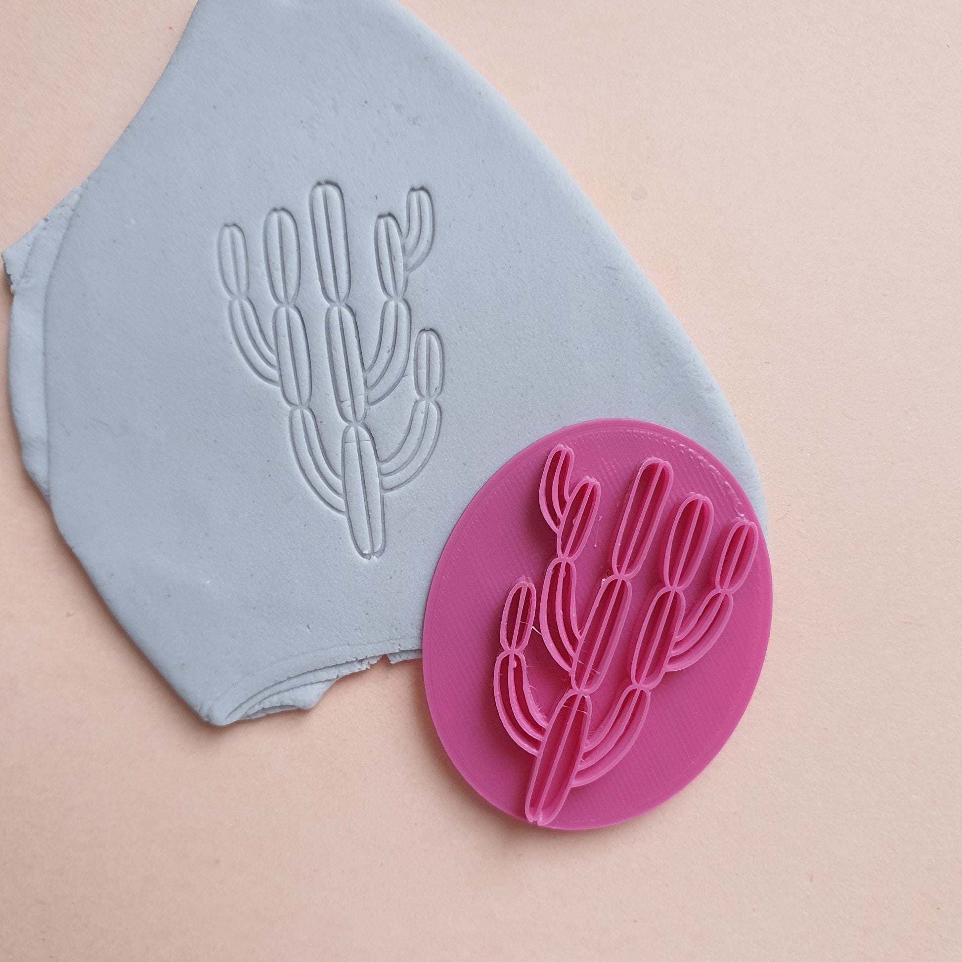 Polymer clay stamp "Cactus" 3D printed embossing - Luxy Kraft