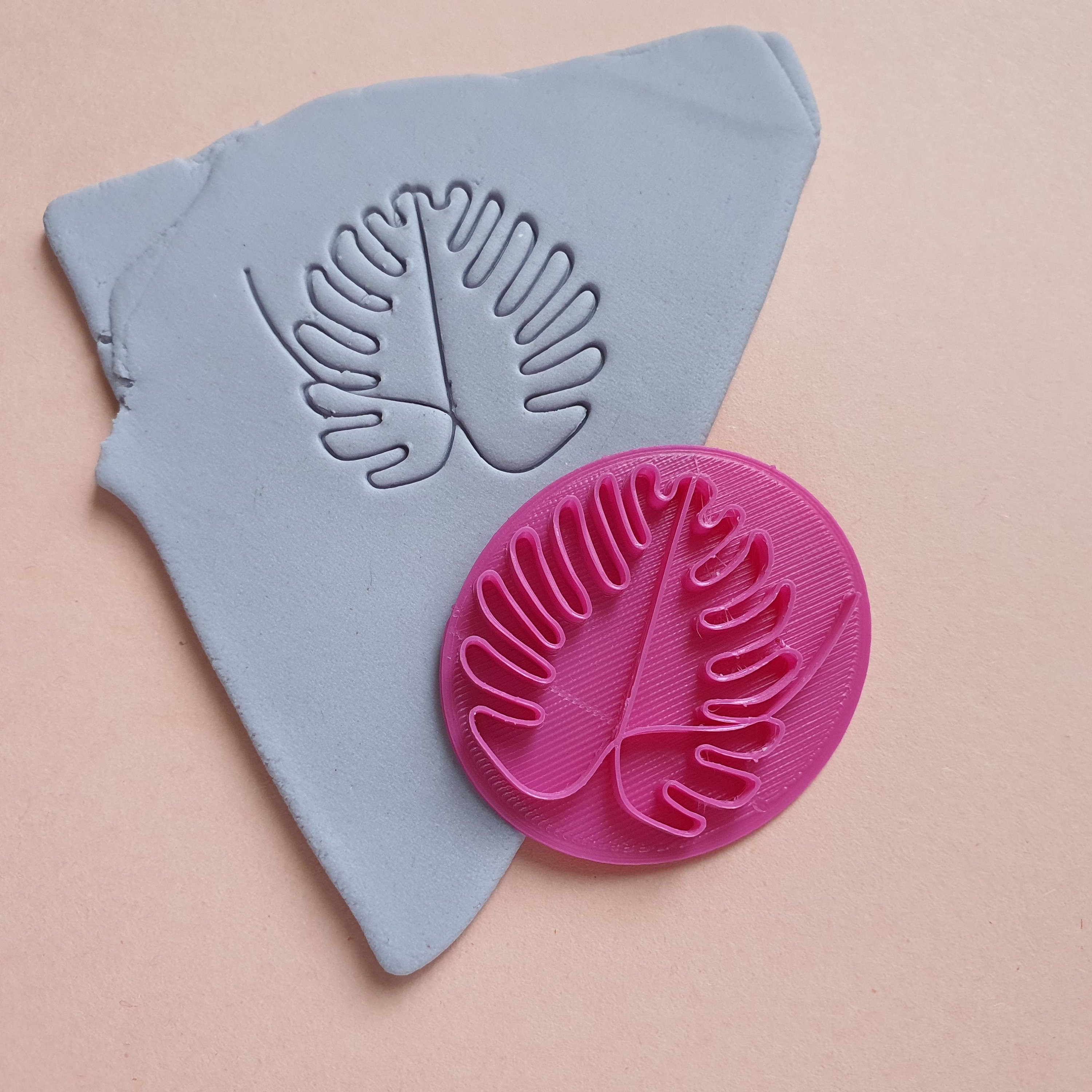 Polymer clay stamp Monstera 3D printed embossing