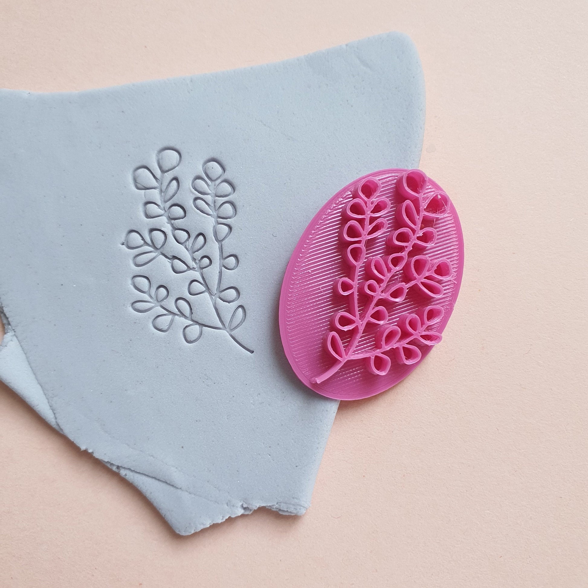 Polymer clay stamp "Leaves" 3D printed embossing