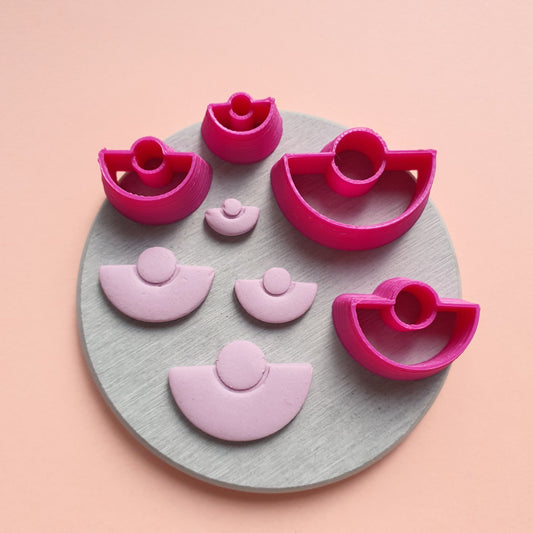 Fan Polymer clay 3D cutters with circle imprint Geometry shapes cutter set of 4 pcs - Luxy Kraft