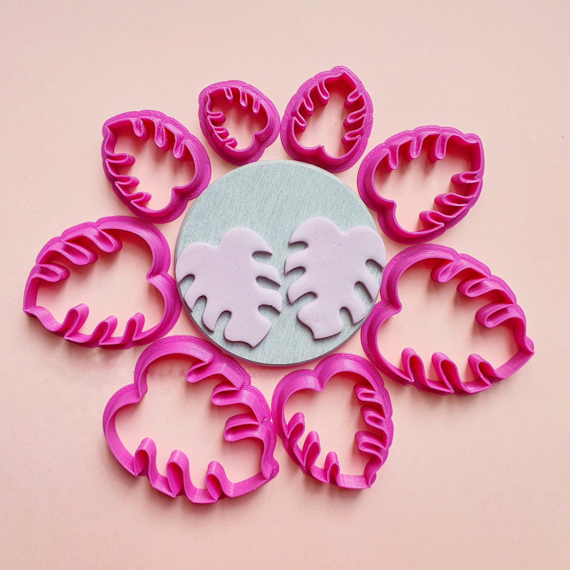 Polymer clay 3D cutters set "Monstera leaves"