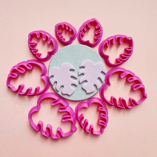 Polymer clay 3D cutters set "Monstera leaves"