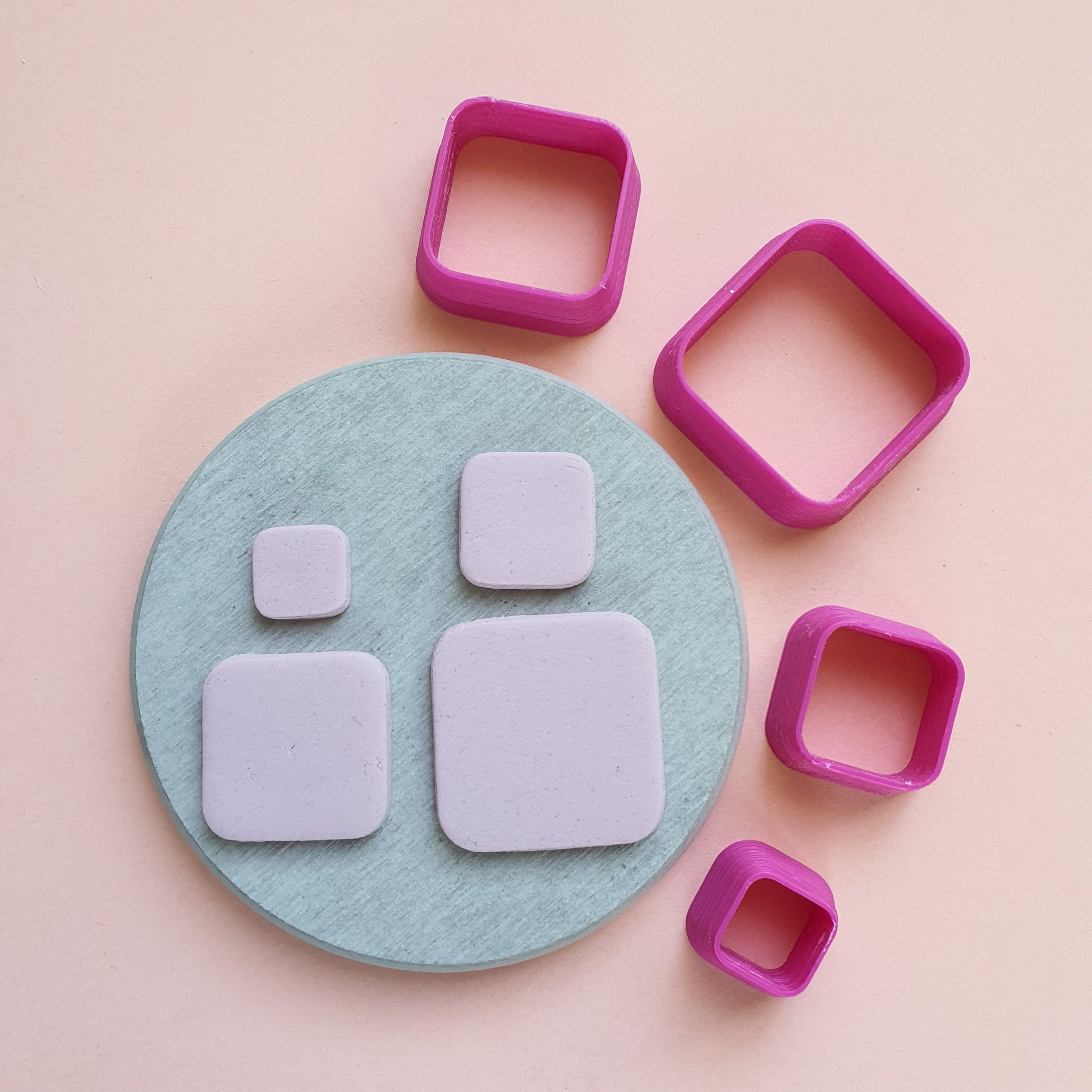 Rounded square Polymer clay 3D cutters Geometry shapes cutter set of 4 pcs - Luxy Kraft