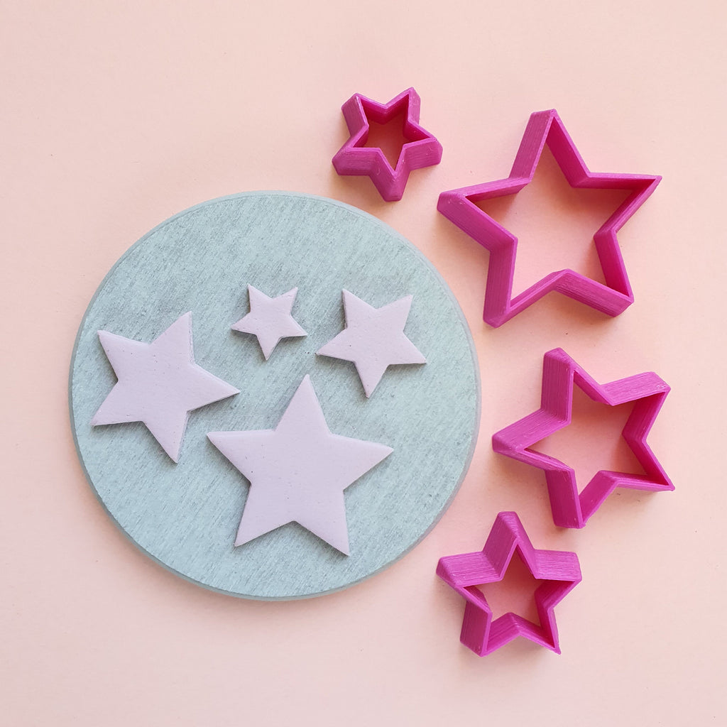 Star Polymer clay 3D cutters Geometry shapes cutter set of 4 pcs - Luxy Kraft