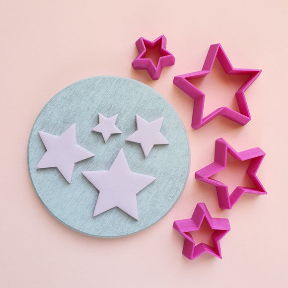 Star Polymer clay 3D cutters Geometry shapes cutter set of 4 pcs - Luxy Kraft