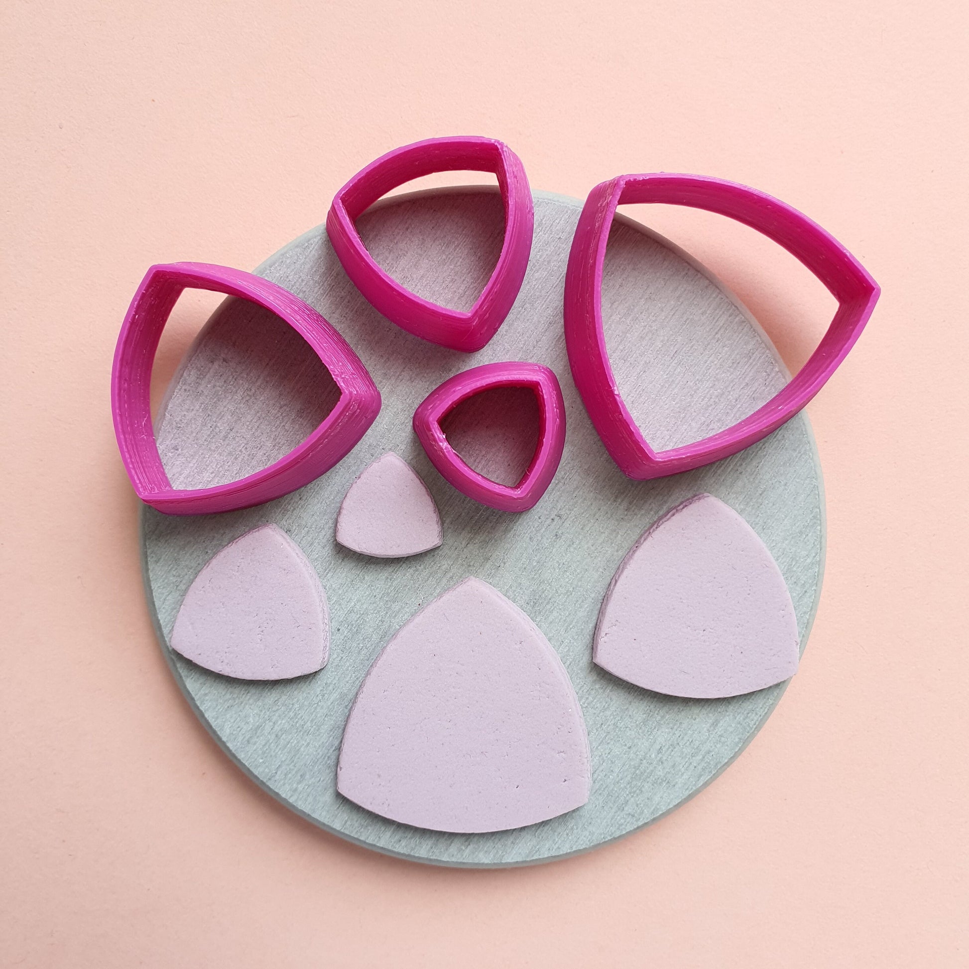 Reuleux triangle Polymer clay 3D cutters Geometry shapes cutter set of 4 pcs
