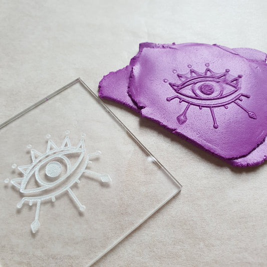 Embossing stamp for polymer clay "Magic Eyes" texture plate debossing stamp Acrylic stamps - Luxy Kraft