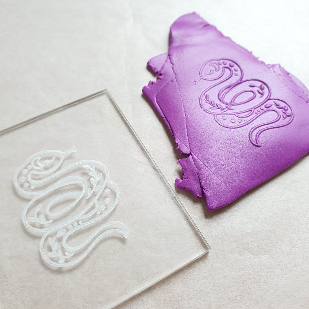 Embossing stamp for polymer clay "Magic abstract snake" texture plate debossing stamp Acrylic stamps - Luxy Kraft