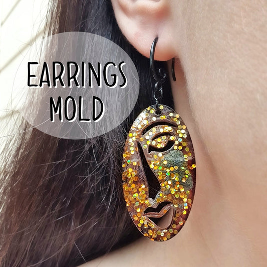 Silicone earring mold Woman face Abstract Jewelry Resin mould for resin and epoxy - Luxy Kraft
