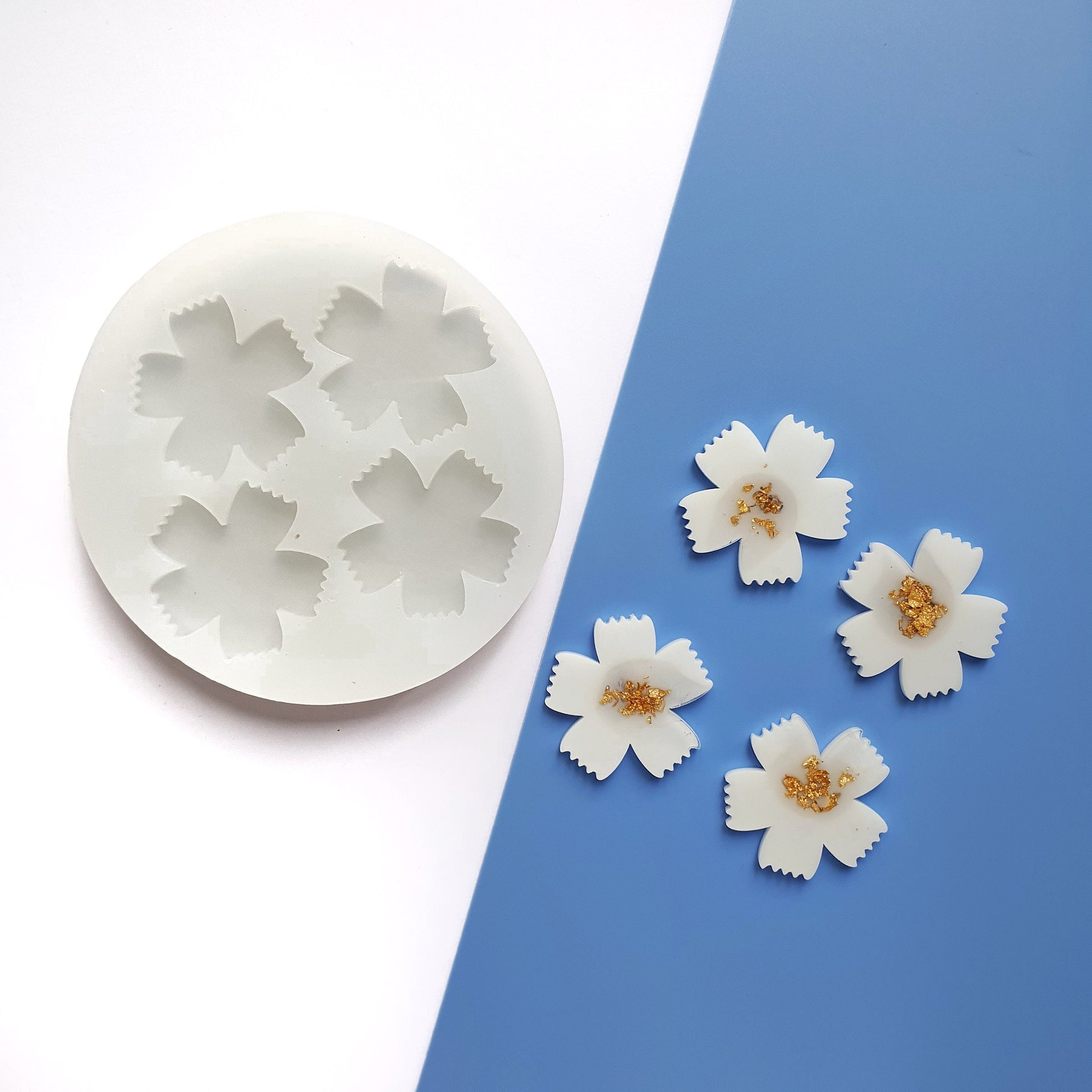 Silicone earrings mold flower mould for resin and epoxy "Cornflower" - Luxy Kraft