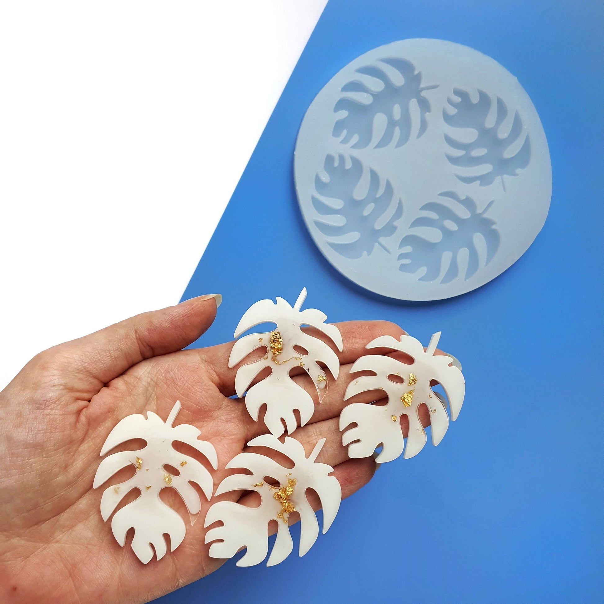 Silicone earrings mold leaf mould for resin and epoxy "Monstera" - Luxy Kraft