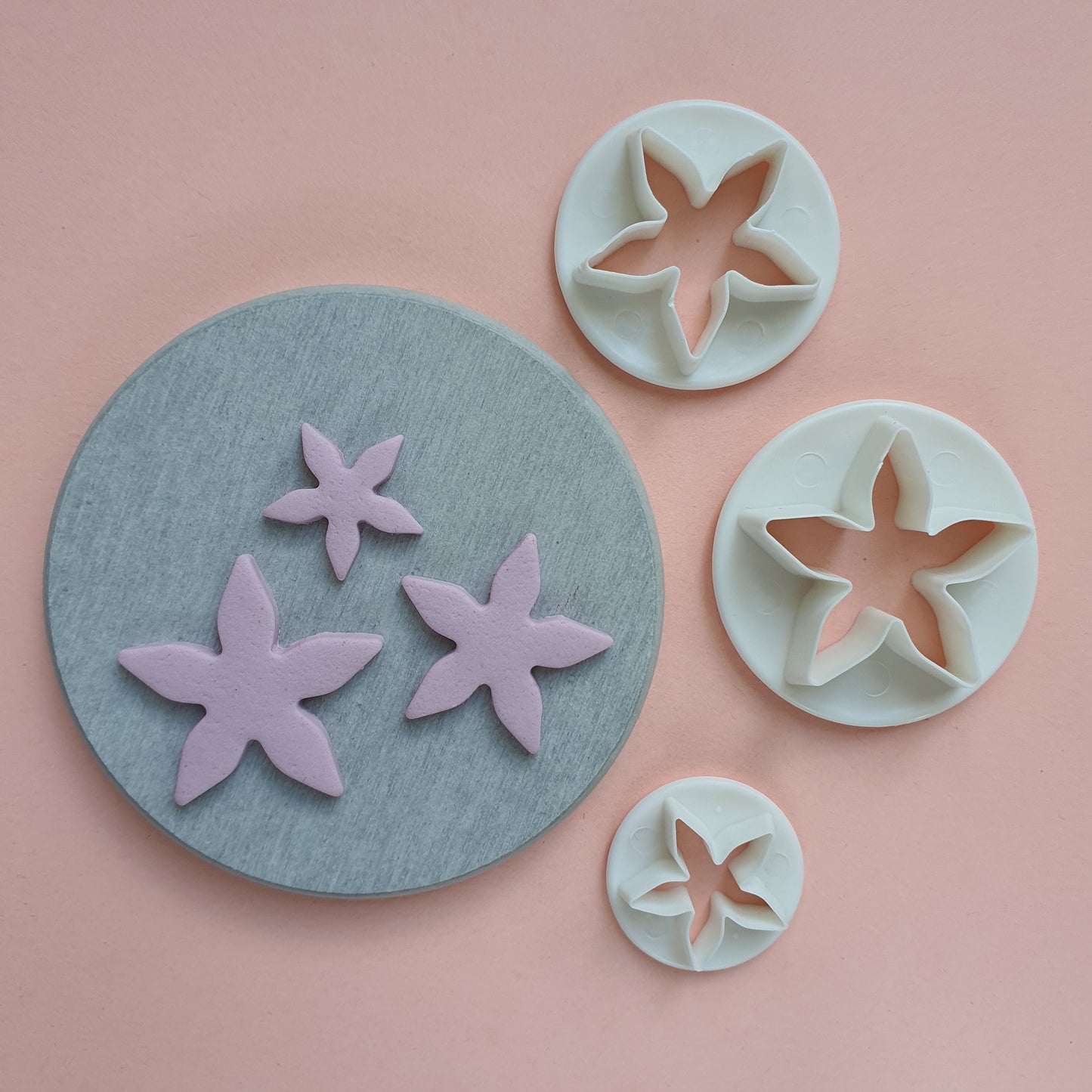 3 pcs set Polymer clay cutters Jewelry Earrings "Flower" shape plastic cutter - Luxy Kraft
