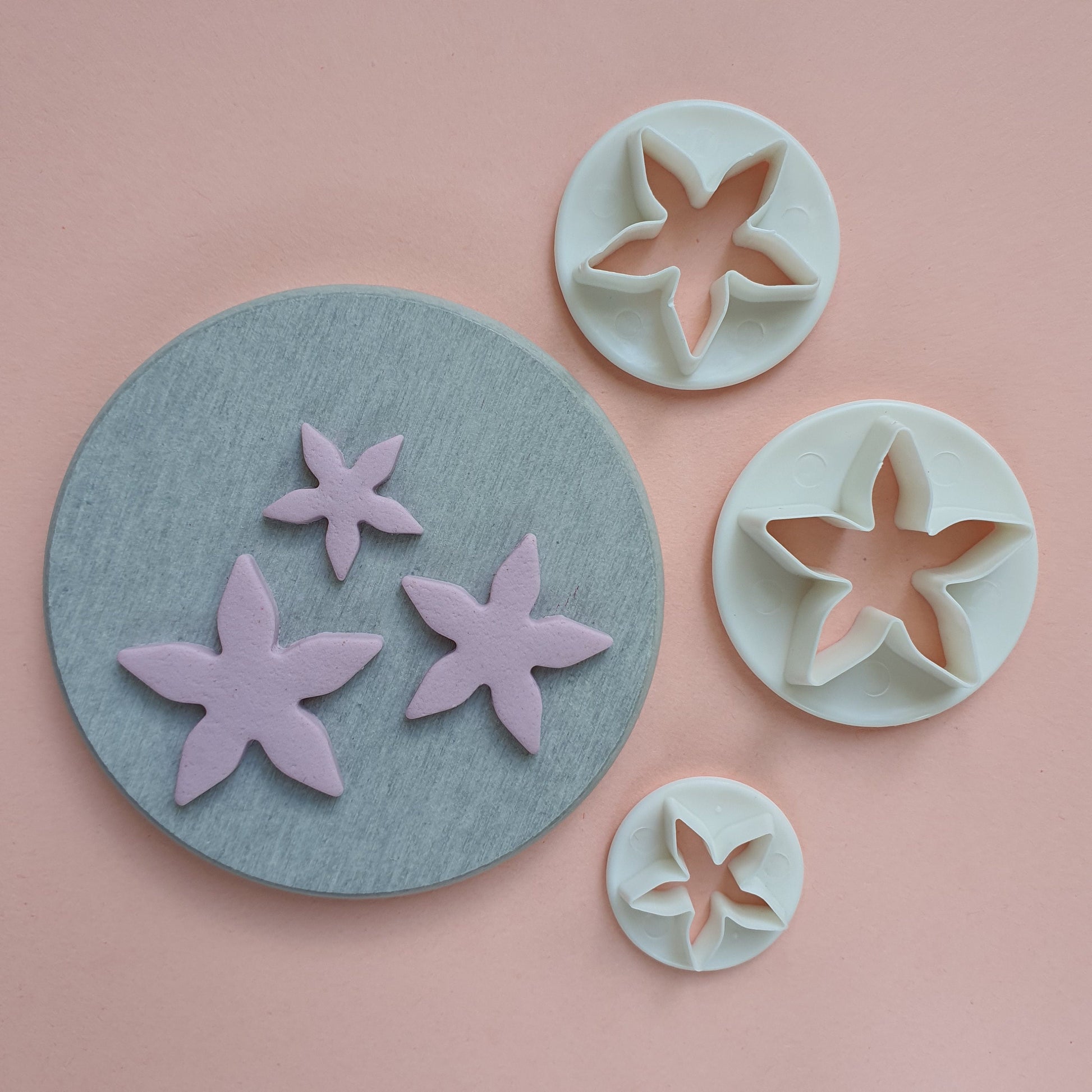 3 pcs set Polymer clay cutters Jewelry Earrings "Flower" shape plastic cutter - Luxy Kraft