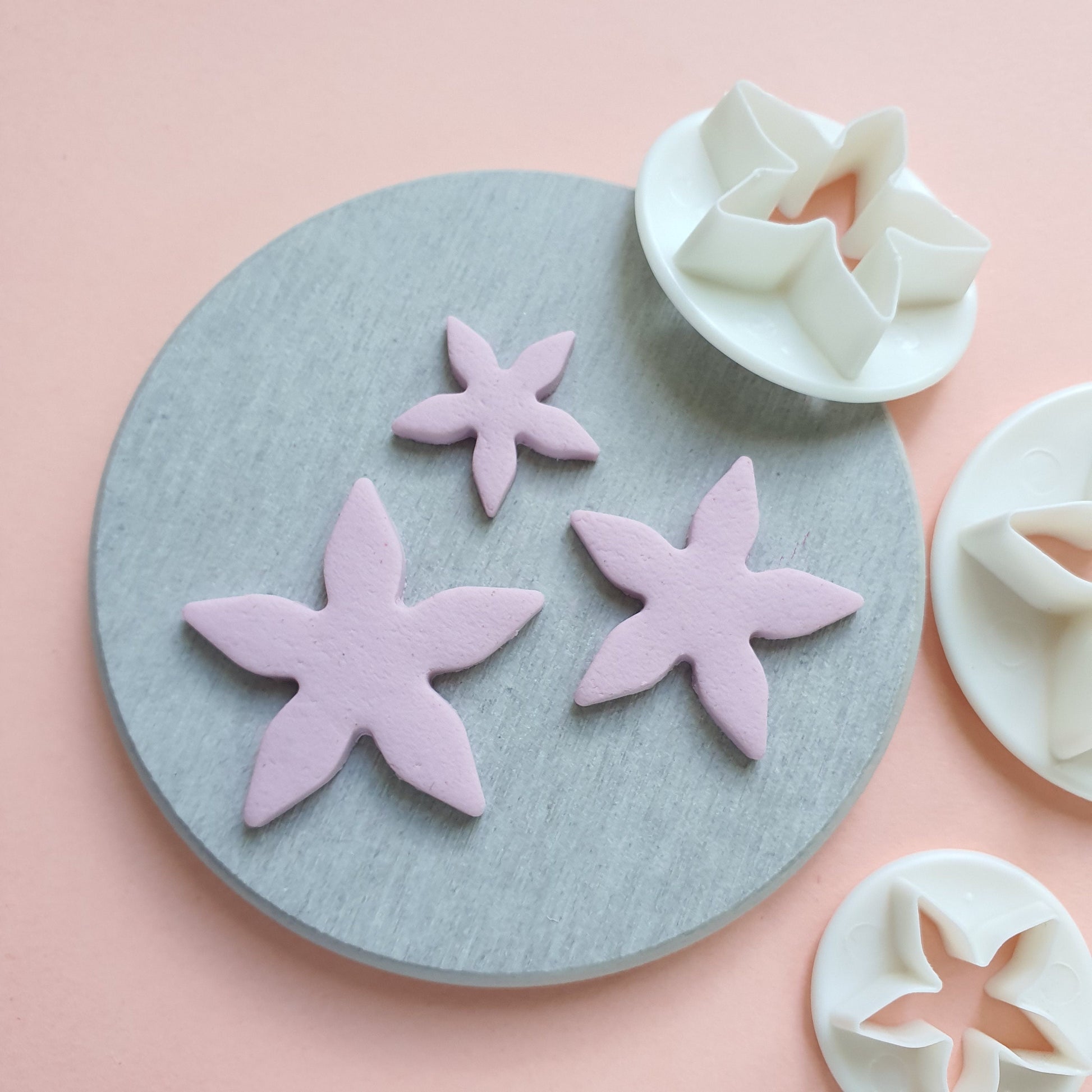 3 pcs set Polymer clay cutters Jewelry Earrings "Flower" shape plastic cutter - Luxy Kraft
