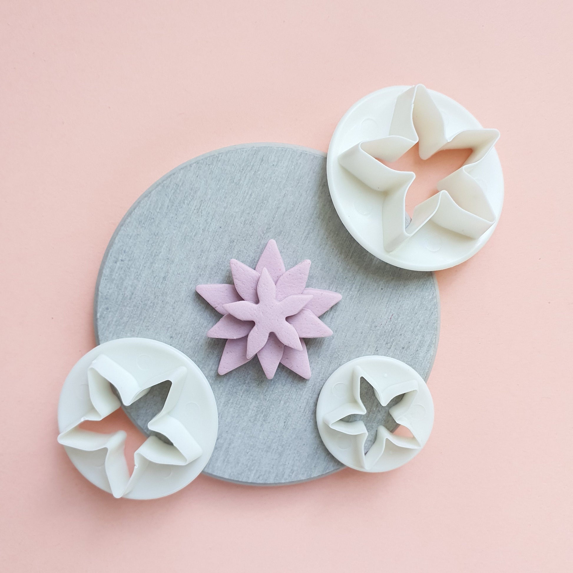 3 pcs set Polymer clay cutters Jewelry Earrings "Flower" shape plastic cutter - Luxy Kraft