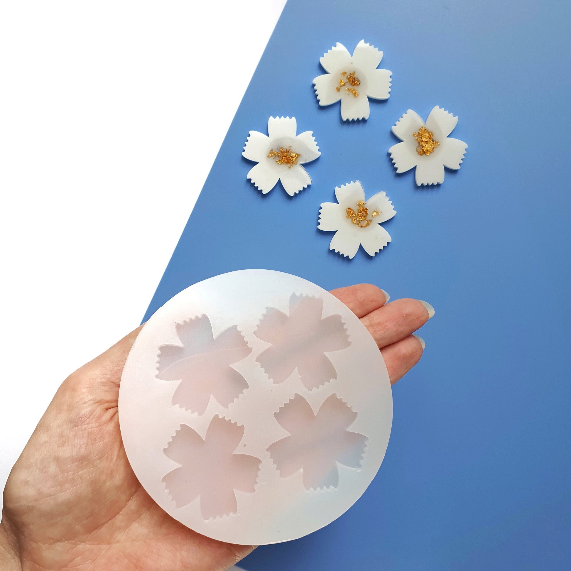 Silicone earrings mold flower mould for resin and epoxy "Cornflower" - Luxy Kraft
