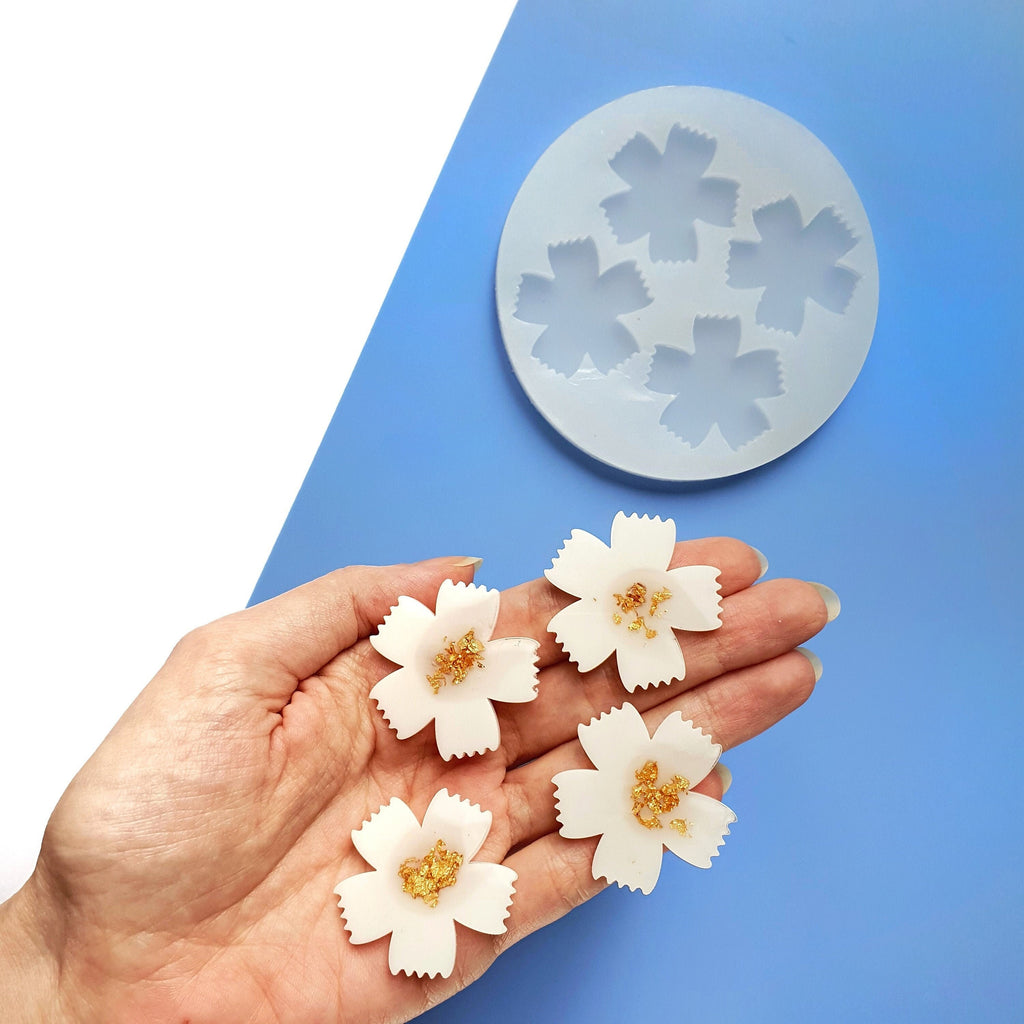 Silicone earrings mold flower mould for resin and epoxy "Cornflower" - Luxy Kraft