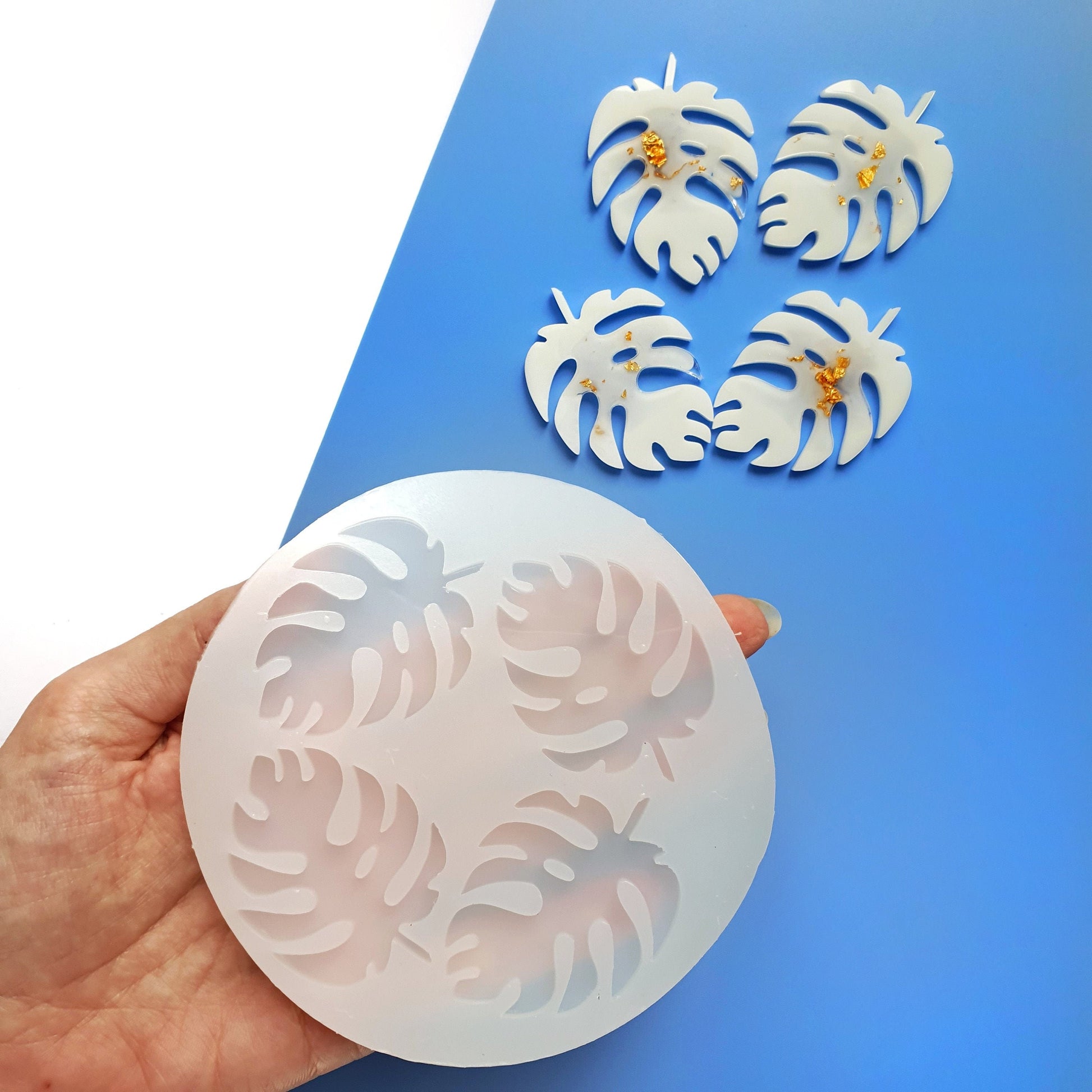 Silicone earrings mold leaf mould for resin and epoxy "Monstera" - Luxy Kraft