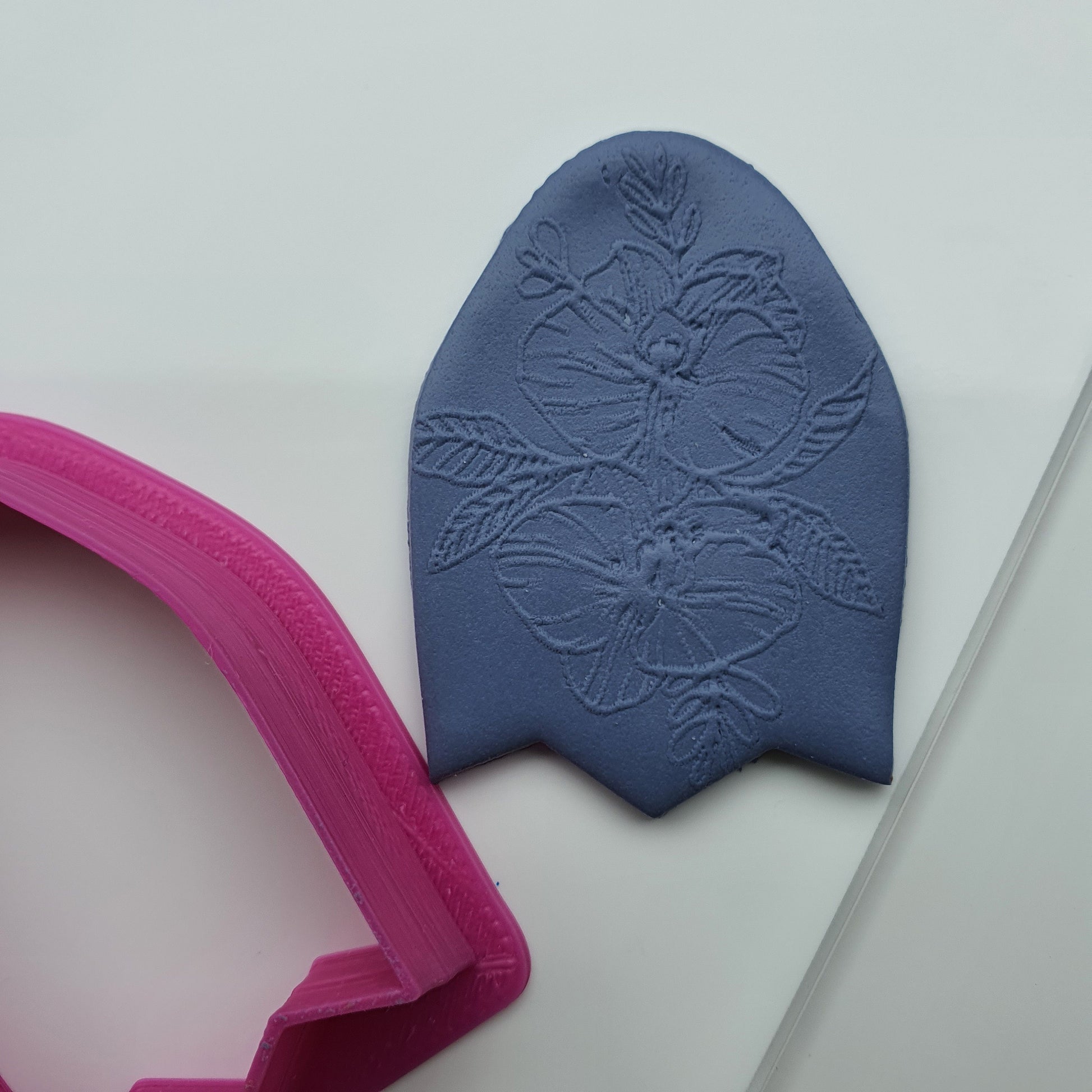 Embossing stamp for polymer clay "Orchid" Floral texture plate Flower debossing stamp Acrylic stamps - Luxy Kraft