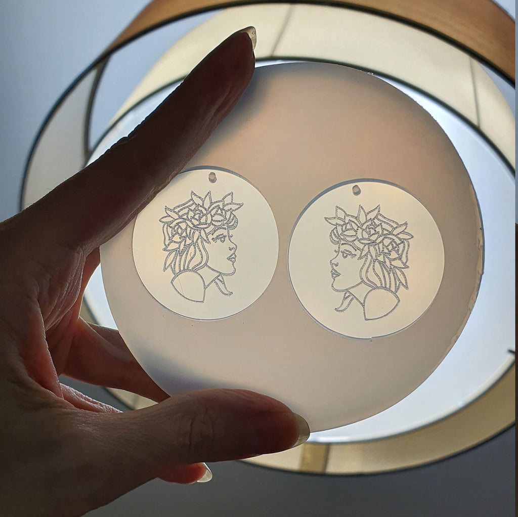 Silicone earrings mold "Woman face" mould for resin and epoxy - Luxy Kraft