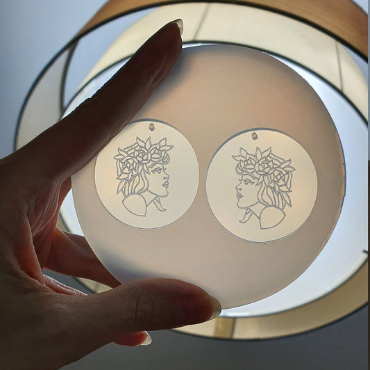 Silicone earrings mold "Woman face" mould for resin and epoxy